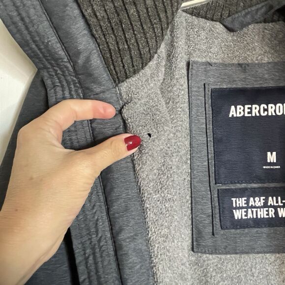 Abercrombie & Fitch Jacket Mens M Gray A&F All Season Weather Warrior Zip Coat - Picture 7 of 7